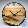 Duży zegar drewniany, 70 cm, cyfry rzymskie, styl loftowy, industrialny nowoczesny z drewna