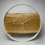 niepowtarzalne zegary biały ścienny 50 cm styl nowoczesny, zegar z drewnem