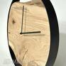 dębowy zegar loft - czarna obręcz - 40 cm okrągły drewniany