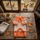 Sweterek dla małego psa z liskiem - ciepłe ubranko handmade