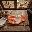 Sweterek dla małego psa z liskiem - ciepłe ubranko handmade