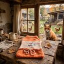 Sweterek dla małego psa z liskiem - ciepłe ubranko handmade